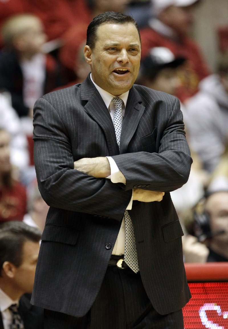 FILE - In this Feb. 22, 2012, file photo, Texas Tech coach Billy Gillispie watches during the first half of an NCAA college basketball game against Iowa State in Ames, Iowa. Gillispie has been hospitalized for an undisclosed medical issue.  Athletic department spokesman Blayne Beal said the 52-year-old coach was admitted to University Medical Center early Friday, Aug. 31, 2012. He declined to provide further details. (AP Photo/Charlie Neibergall, File)