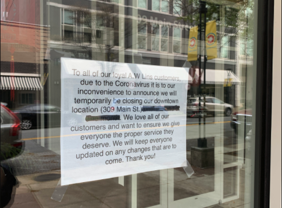 Closure signs have appeared in the window of A.W. Lin’s (above) and on the doors of Soul Fish and Brewski’s Pub & Grub in the 300 block of Little Rock’s Main Street.

(Arkansas Democrat-Gazette/​​Eric E. Harrison)