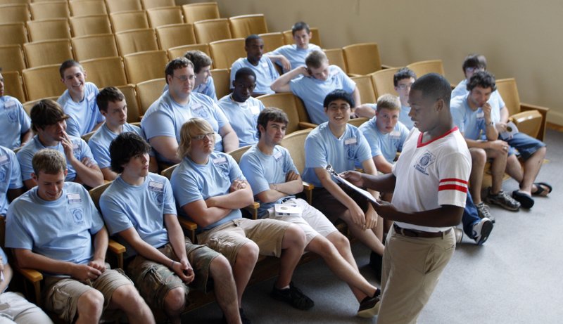Counselor Gregory Gordon of Little Rock talks to delegates about the process of county government elections at the 70th annual American Legion Arkansas Boys State on the UCA campus in Conway, May 31, 2010. (Arkansas Democrat-Gazette file JEFF MITCHELL)