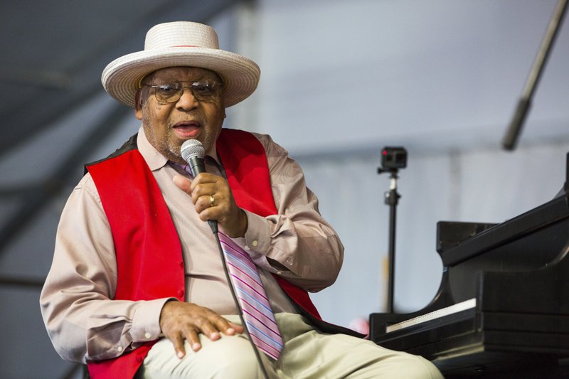 This April 28, 2019, file photo, shows Ellis Marsalis during the New Orleans Jazz &amp; Heritage Festival in New Orleans. New Orleans Mayor LaToya Cantrell announced Wednesday, April 1, 2020, that Marsalis has died. He was 85. (AP Photo/Sophia Germer, File)