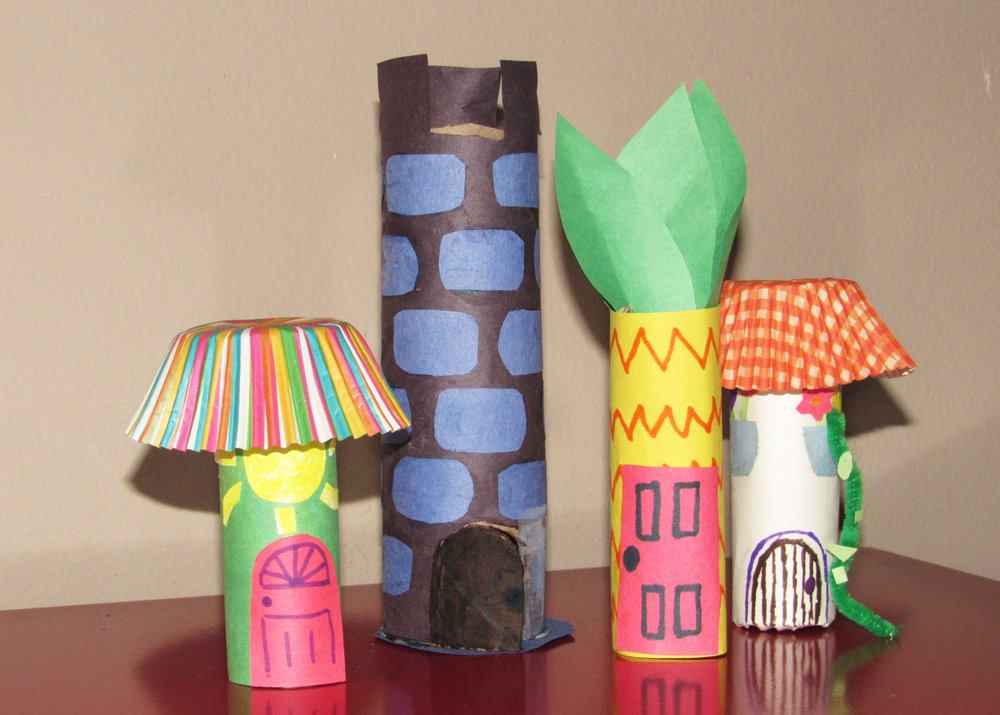Tubular houses made of paper tubes give little fingers a workout, a project kids can make for entertainment during the covid-19 pandemic. (Special to the Democrat-Gazette/Kimberly Dishongh)