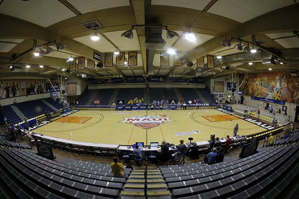 Lahaina Civic Center is shown before the start of the NCAA college basketball games at the Maui Invitational Monday, Nov. 21, 2016, in Lahaina, Hawaii. (AP Photo/Rick Bowmer)