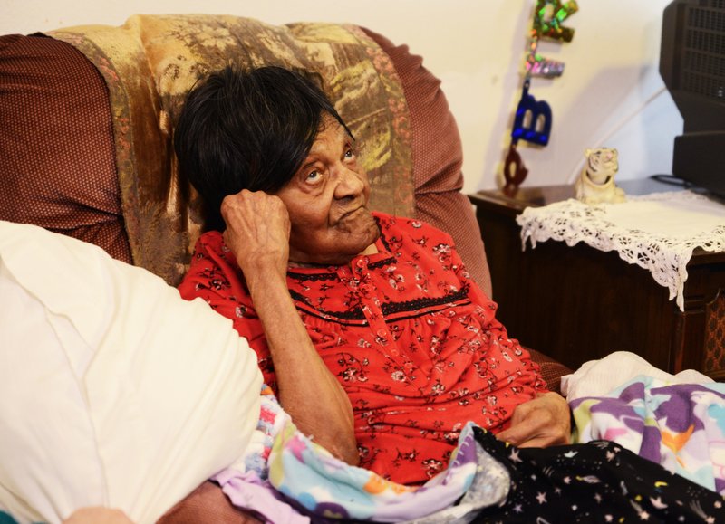 Edna Runyan, who passed away Monday at 112, is pictured on Jan. 25, 2019, during  her 111th birthday celebration in Magnolia. The supercentenarian was born near Willisville, lived in Magnolia most of her life and was believed to be the oldest living person in Arkansas. 