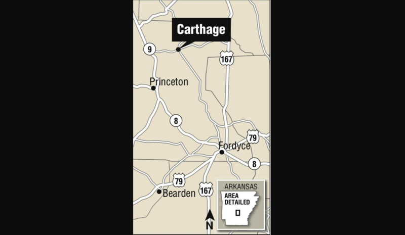 A map showing the location of Carthage