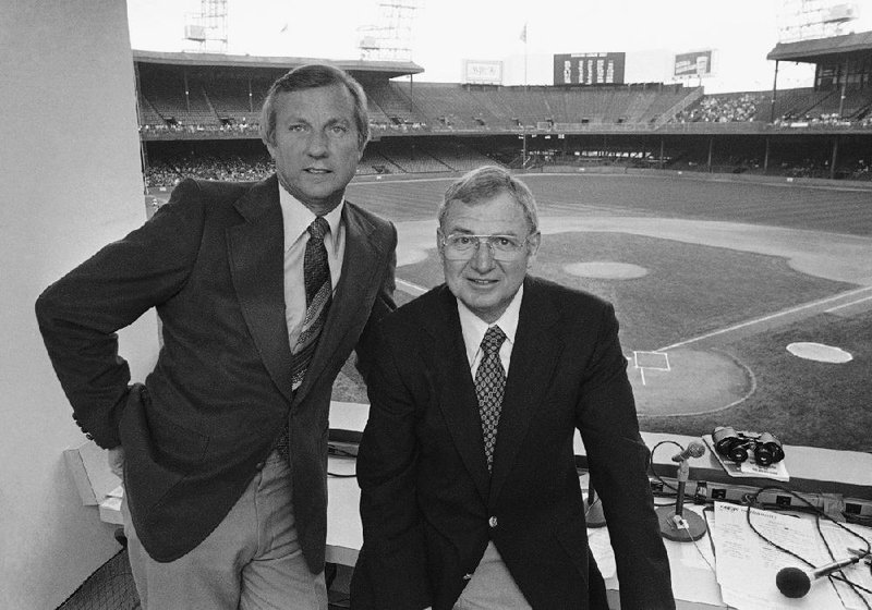 Al Kaline (left) and George Kell are seen in their broadcast booth July 3, 1979, at Tiger Stadium in Detroit. Over the course of his playing career in the 1940s and 1950s, and then as a broadcaster, Kell maintained his ties to the small Arkansas town of Swifton, where he was born in 1922. After a 1983 visit to Swifton, Kaline — who was Kell’s longtime broadcast partner —said the town is “a very nice place and they think the world of George there, which they should.”
(AP Photo/File)