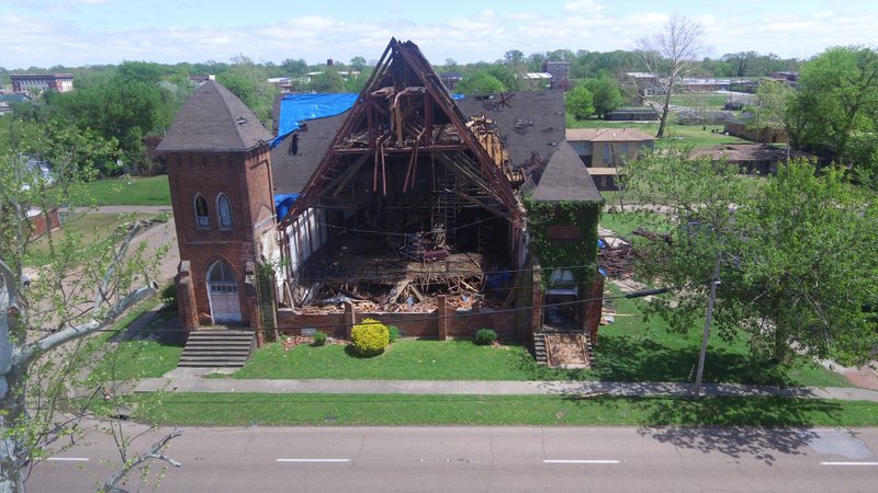 The historic Centennial Baptist Church in Helena-West Helena suffered significant damage in a storm Sunday night.