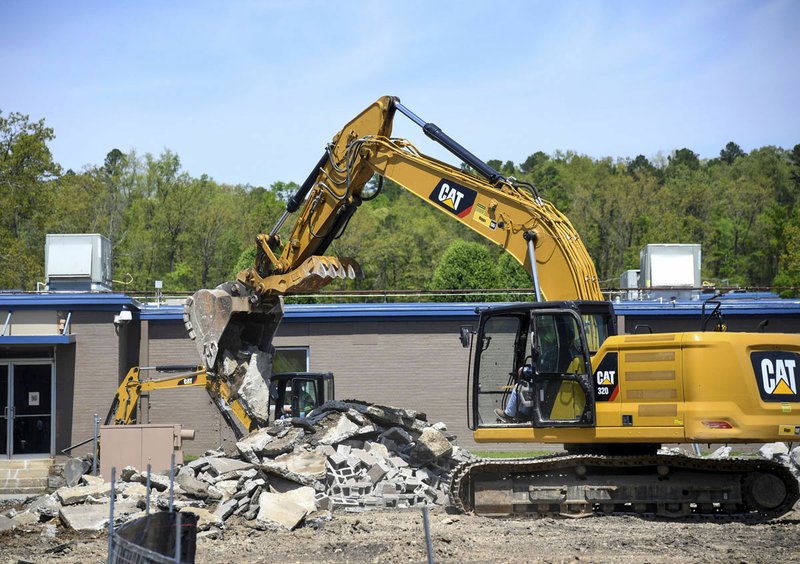 Construction was underway Thursday at Lakeside Intermediate School. - Photo by Grace Brown of The Sentinel-Record