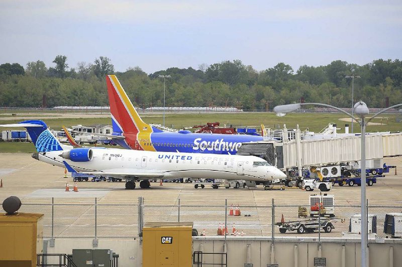 Planes sit at gates Tuesday at Bill and Hillary Clinton National Airport/Adams Field in Little Rock.
(Arkansas Democrat-Gazette/Staton Breidenthal)