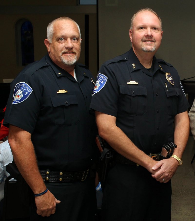 Both Hot Springs Police Chief Jason Stachey, right, and Assistant Police Chief Walt Everton announced their retirement from the police department Wednesday, having each served over 25 years. - File photo by The Sentinel-Record