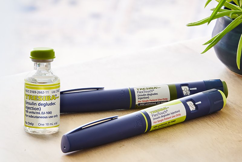 This photo provided by Novo Nordisk Inc. shows its Tresiba brand insulin. On Tuesday, April 14, 2020, Novo Nordisk announced a new program offering free insulin for at least three months months for diabetes patients who have lost their insurance amid the COVID-19 pandemic. (Novo Nordisk Inc. via AP)