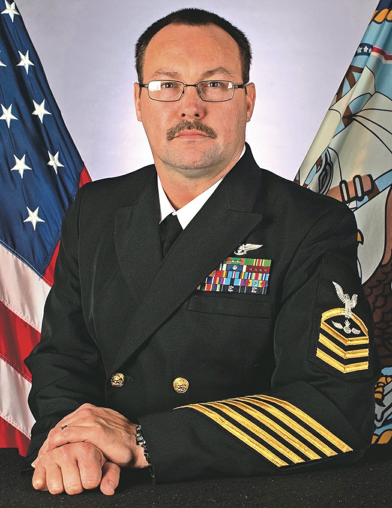 Chief Petty Officer Charles Robert Thacker Jr., 41, of Fort Smith is shown in his Navy photo. Thacker, an aviation ordnance- man assigned to the USS Theodore Roosevelt, died Monday at the U.S. Naval Hospital in Guam. (AP/U.S. Navy) 