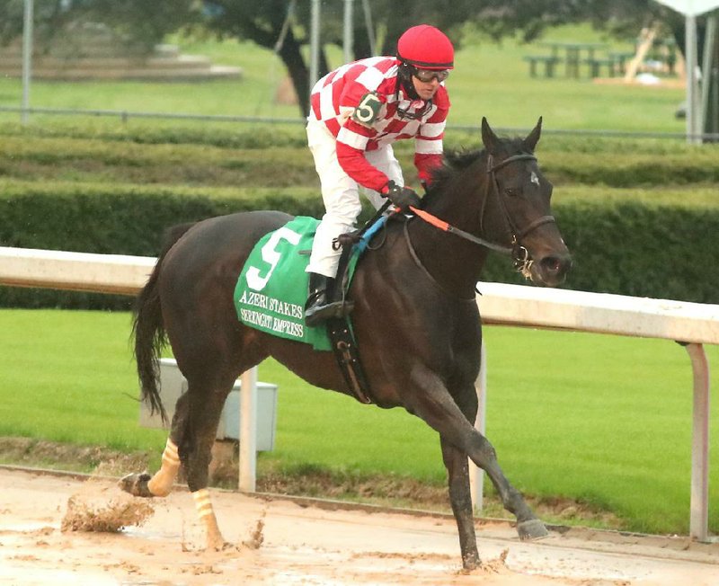 Serengeti Empress, who won The Azeri on March 14, comes into today’s Apple Blossom Stakes at 4-1 program odds.
(The Sentinel-Record/Richard Rasmussen)