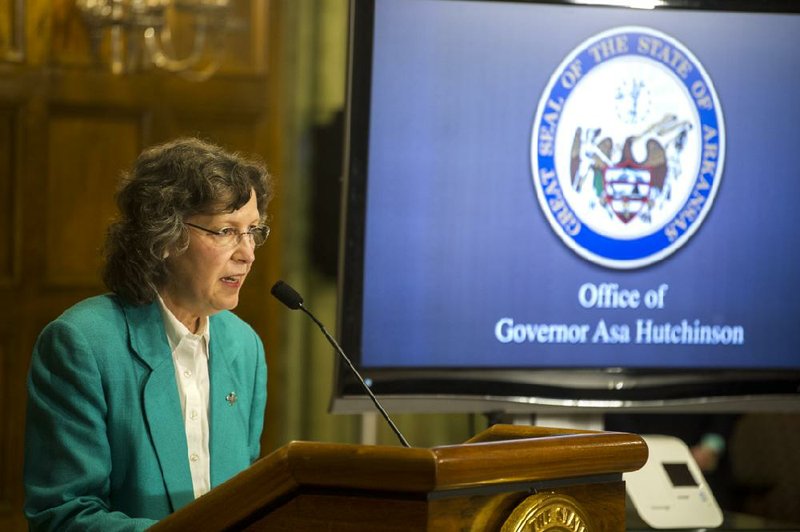 In this file photo Dr. Jennifer Dillaha addresses the media during a daily update on Arkansas' response to COVID-19 with Governor Hutchinson on Saturday, April 18, 2020.

(Arkansas Democrat-Gazette / Stephen Swofford)