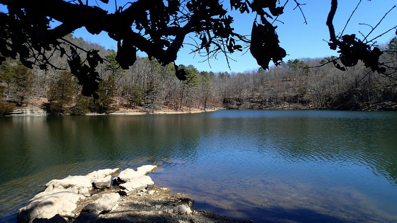 Scenic spots for a rest break or a picnic are numerous where February 2020 the Karst Loop skirts Beaver Lake. (NWA Democrat-Gazette/Flip Putthoff)