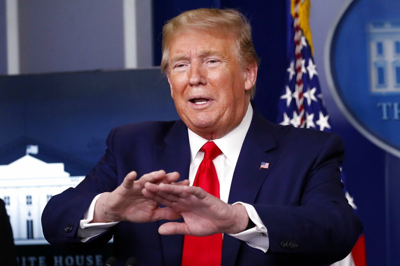 President Donald Trump speaks about the coronavirus in the James Brady Press Briefing Room of the White House, Monday, April 20, 2020, in Washington. story.lead_photo.caption