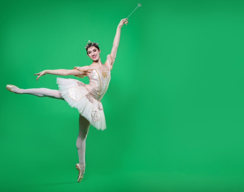 Ballet Arkansas company member Isabelle Urben poses in the costume of the Sugar Plum Fairy to promote the ballet's Nutcracker Spectacular in December.
(Special to the Democrat-Gazette/Melissa Dooley Photography)  