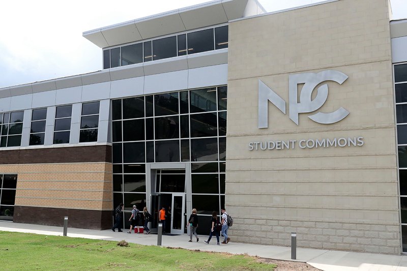 Students enter and exit the Student Commons building on the National Park College campus in Hot Springs in this Aug. 26, 2019, file photo.
