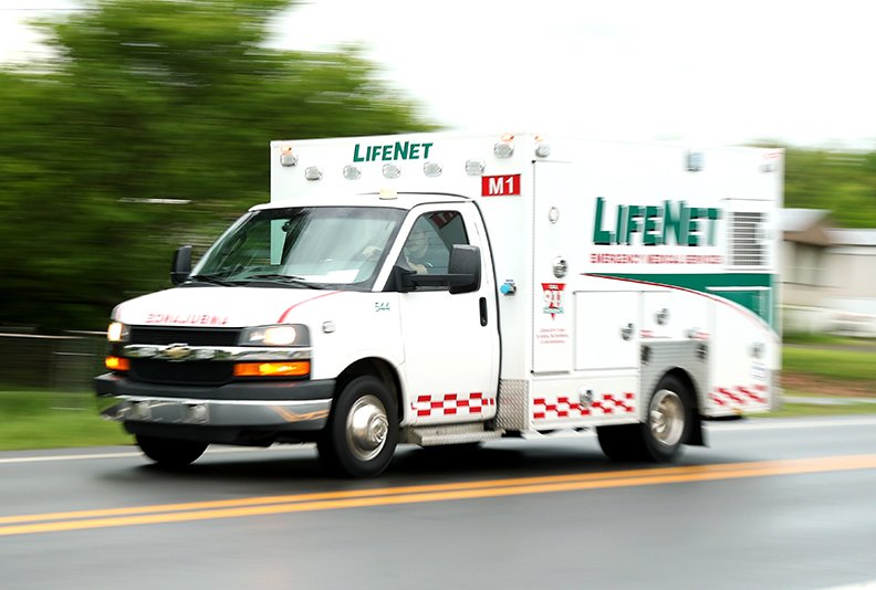 A LifeNet ambulance responds to a call. - Photo by Richard Rasmussen of The Sentinel-Record