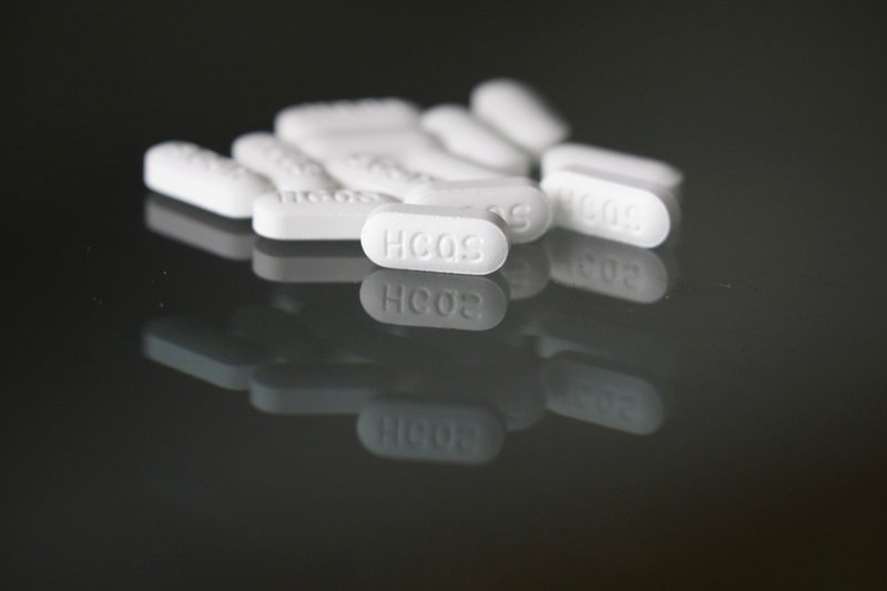 This April 6 photo shows an arrangement of hydroxychloroquine pills in Las Vegas. According to a study released on Tuesday, the malaria drug widely touted by President Donald Trump for treating the new coronavirus showed no benefit in an analysis of its use in U.S. veterans hospitals. There were more deaths among those given hydroxychloroquine versus standard care, researchers report. - AP Photo/John Locher