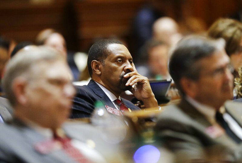 Georgia state Rep. Vernon Jones, D-Lithonia, listens to the State of the State address on the House floor in Atlanta in this Jan. 11, 2017, file photo.
