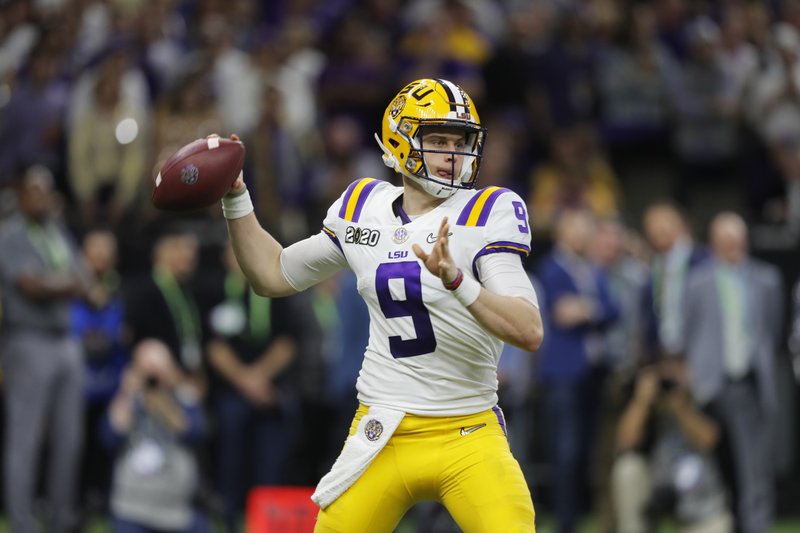 LSU quarterback Joe Burrow was chosen by the Cincinnati Bengals with the first pick of the NFL Draft on Thursday night. Burrow became the fifth player to win the national championship, win the Heisman Trophy and be the first player chosen in the draft.
(AP file photo)