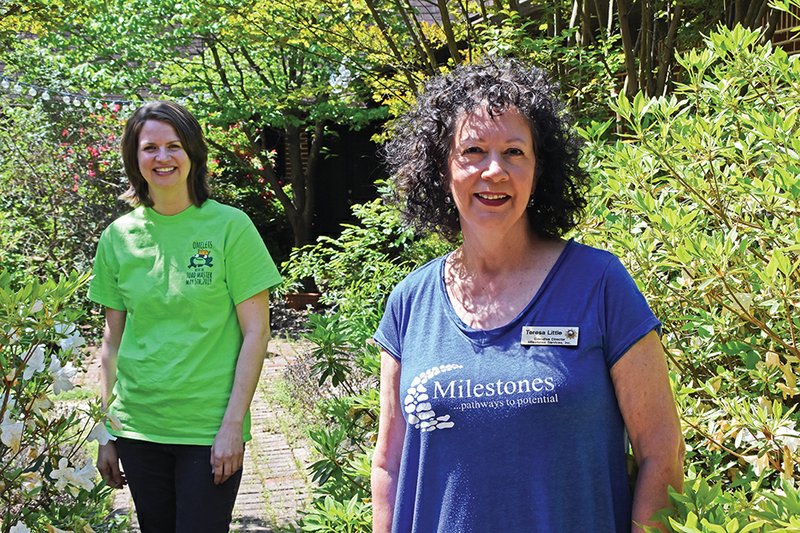 Pictured are Lesley Graybeal, left, fundraising chair for the upcoming virtual omelet-breakfast fundraiser Omelets With the Toad Master, and Teresa Little, executive director of Milestones Services, which the event benefits.