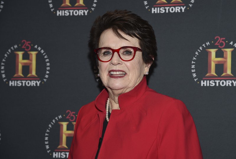 FILE - In this Feb. 29, 2020, file photo, Billie Jean King attends A+E Network's "HISTORYTalks: Leadership and Legacy" at Carnegie Hall in New York. King saw Roger Federer's tweets suggesting that the men's and women's professional tennis tours unify. "I went, 'This can happen! This can happen!'" she said. "The time's right." (Photo by Evan Agostini/Invision/AP, File)