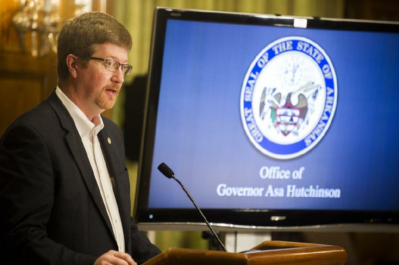  Johnny Key, Secretary of the Department of Education, addresses the media during daily press conference on Arkansas' response to COVID19 on Saturday, April 25, 2020.

(Arkansas Democrat-Gazette / Stephen Swofford)