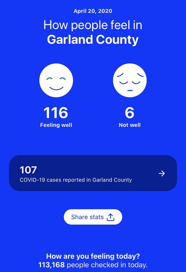 App encourages selfreporting COVID19 symptoms for tracking, research Hot Springs Sentinel Record