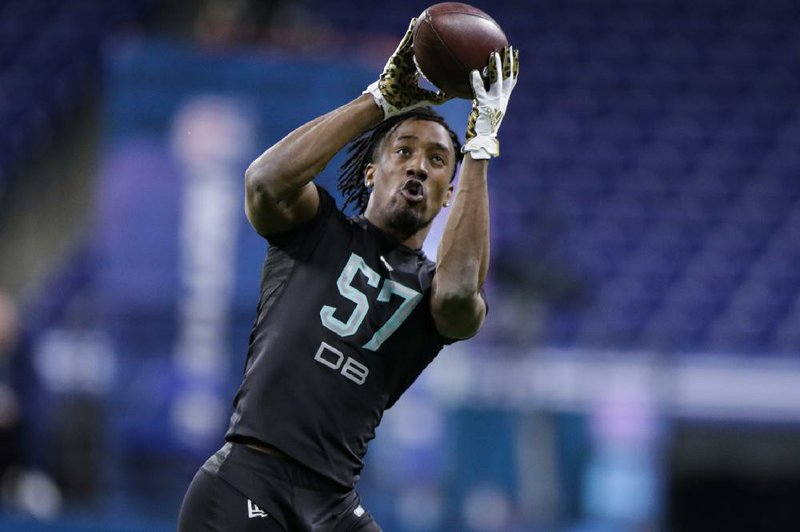 Defensive back L’Jarius Sneed ran the 40-yard dash in 4.37 sec- onds at the NFL Scouting Combine, which caught the Kansas City Chiefs’ attention. (AP/Michael Conroy) 