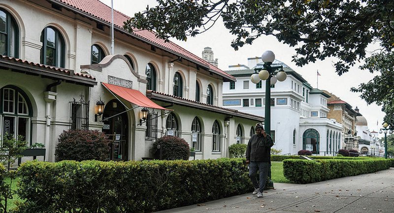 Hale Bath House, 341 Central Ave., remained closed due to the COVID-19 pandemic on Tuesday. - Photo by Grace Brown of The Sentinel-Record