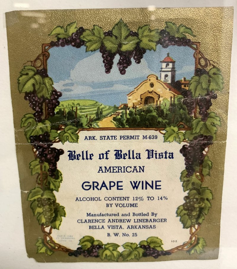 Sally Carroll/Weekly Vista Photo This label featured wine created, marketed and sold by C.A. Linebarger in Bella Vista in the 1930s and early 1940s.