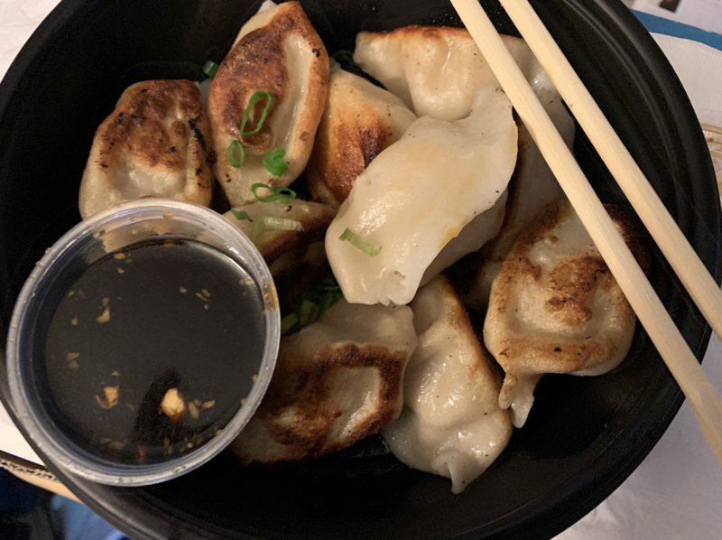 Three Fold Mobile offers the same menu, minus a handful of items, as the parent Three Fold Noodle + Dumpling Co., including the fried pork dumplings.

(Arkansas Democrat-Gazette/Eric E. Harrison)

