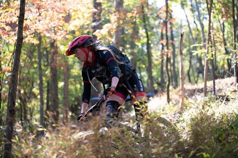 Dallice White of Pea Ridge is a multi-sport standout for the Lady Blackhawks in addition to being a top mountain biker in the Arkansas NICA league. Last fall, White finished third overall in the state sophomore girls' division. (Courtesy photo Patty Valencia)