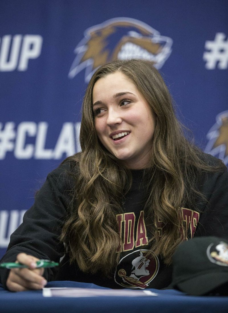 Hallie Wacaser of Bentonville West drew nine consecutive intentional walks in two games before her team’s season was shut down because of coronavi- rus concerns. Wacaser, who played for Team uSa which won the u-17 Pan American Championships, will play at Florida State. 
(nWa democrat-Gazette/Ben Goff) 
