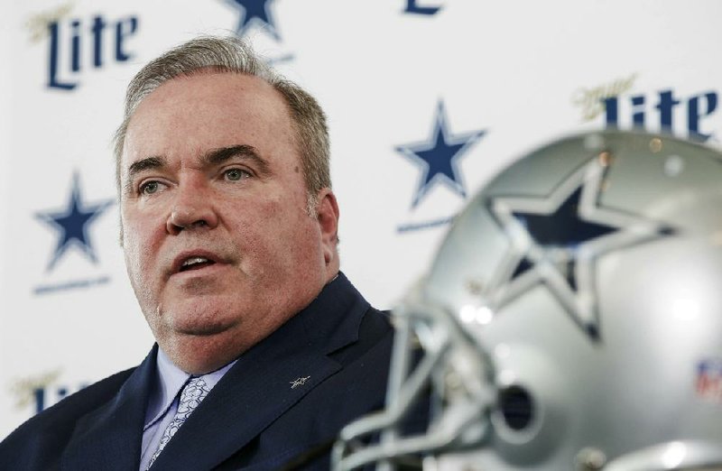 FILE - In this Jan. 8, 2020, file photo, Dallas Cowboys NFL football head coach Mike McCarthy is introduced during a press conference at the Dallas Cowboys headquarters in Frisco, Texas. The NFL Draft is April 23-25. (AP Photo/Brandon Wade, File)