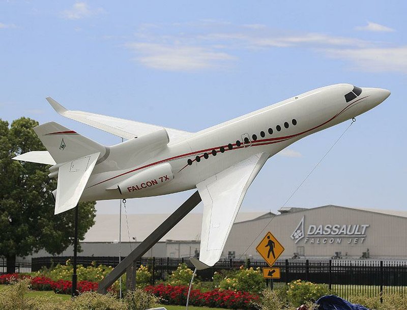 The Dassault Falcon completion center in Little Rock, shown April 3, has about 1,500 workers. Officials said Tuesday that while things at the plant have slowed, “they haven’t stopped.” (Arkansas Democrat-Gazette/Staton Breidenthal) 
