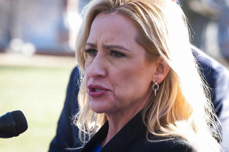 FILE — In this Jan. 22, 2020, file photo, Arkansas Attorney General Leslie Rutledge speaks to reporters at a news conference in Washington. (AP Photo/Cliff Owen)