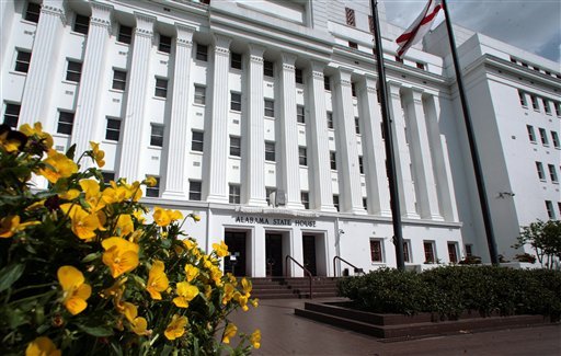 Pansies bloom in front of the Alabama Statehouse in Montgomery in this April 2008 file photo. A legislative committee studying the future of the Alabama Statehouse agreed in 2008 that the structure, which has problems with leaks and mold, should be abandoned. However, the idea was shelved over the years because of budget concerns.