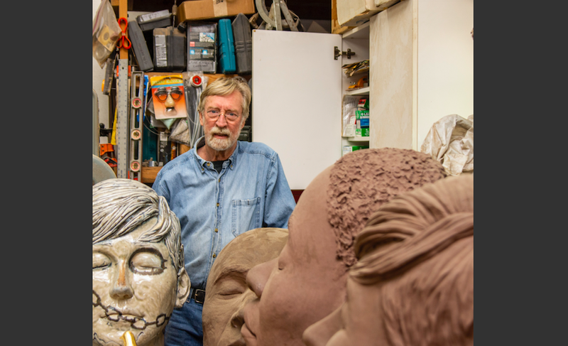 Little Rock sculptor Michael Warrick stands among a few of his works at his home studio. Warrick has been named the Arkansas Arts Council's Living Treasure for 2020.

(Arkansas Democrat-Gazette/Cary Jenkins)