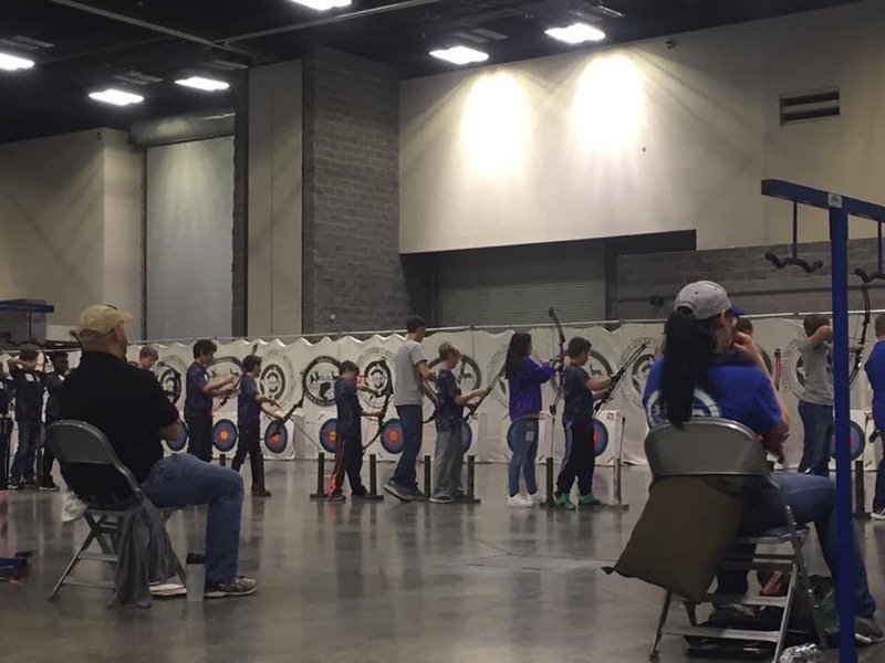 Barton Junior High School students show off their archery skills. 