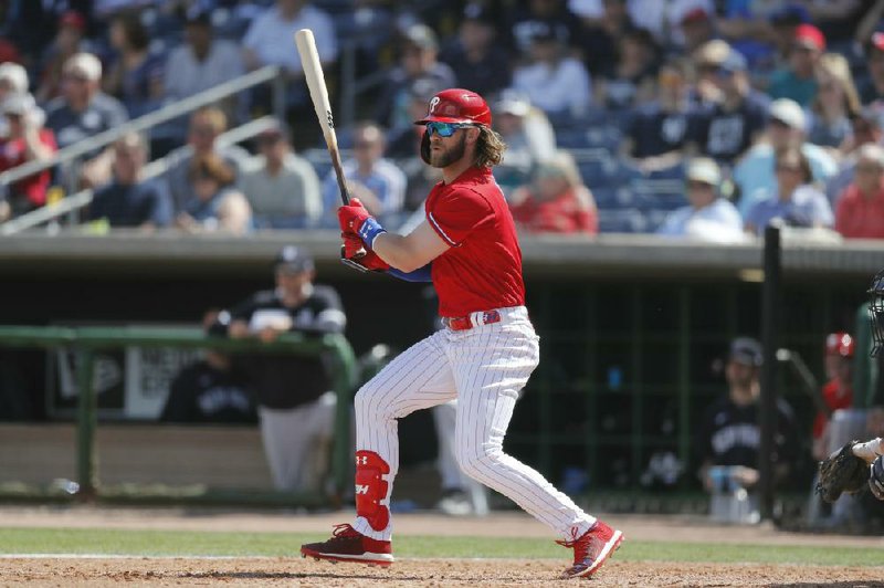 Bryce Harper of the Philadelphia Phillies wishes Major League Baseball would participate in the Olympics, but the sport’s owners are not interested in inter- rupting the season every four years to make it possible. (AP/Carlos Osorio) 