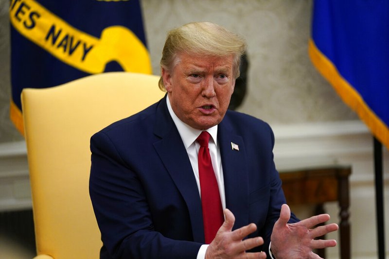 In this May 7, 2020, file photo, President Donald Trump speaks during a meeting about the coronavirus response in the Oval Office of the White House in Washington. (AP Photo/Evan Vucci, File)