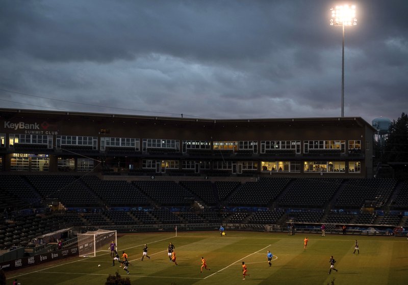 The Tacoma Defiance, a United Soccer League team based in Tacoma, Wash., play the San Diego Royals in a March 11 USL match inside an empty Cheney Stadium in Tacoma, Wash. Unlike the NFL, NBA or Major League Baseball that can run on television revenue, it's impossible for some minor sports leagues in North America to go on in empty stadiums and arenas in light of the coronavirus pandemic. - Photo by Joshua Bessex/The News Tribune via The Associated Press
