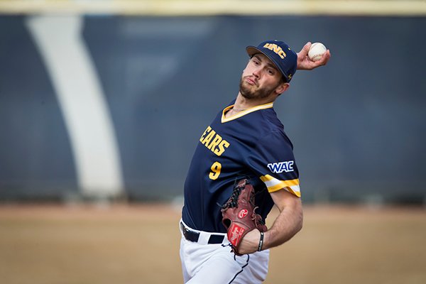 Northern Colorado pitcher Issac Bracken throws during a game against North Dakota State on Friday, March 1, 2019, in Greeley, Colo.