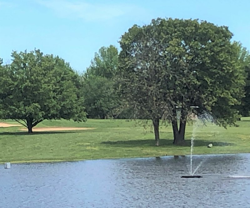 RICK PECK/SPECIAL TO MCDONALD COUNTY PRESS Number 16 at the Cassville Golf Club requires a drive over a lake, but if you go straight at the green several trees may be in our way for your approach.