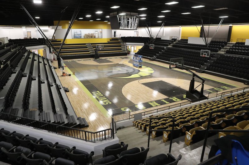 The new Trojan Arena is nearly complete at Hot Springs World Class High School Tuesday. - Photo by Richard Rasmussen of The Sentinel-Record