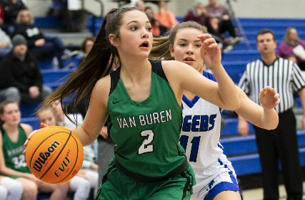 FILE -- Van Buren vs Rogers Mounties Girls Varsity Basketball at King Arena on Tuesday, February 4, 2020. (Special to NWA Democrat Gazette/David Beach)