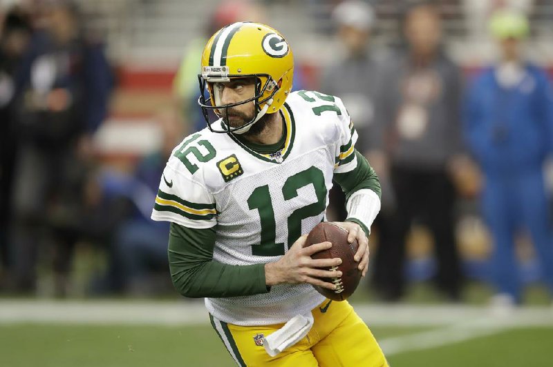 Green Bay Packers quarterback Aaron Rodgers (above) said the team’s first-round pick of Utah State quarterback Jordan Love during the NFL Draft has left him thinking more about his future.
(AP/Ben Margot)