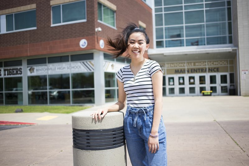 Bentonville High School senior Irene Huang poses Monday at Bentonville High School. (NWA Democrat-Gazette/Charlie Kaijo)